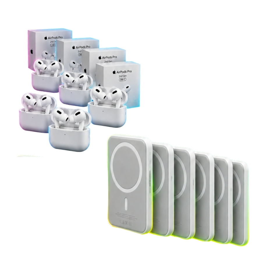 PACK 1: 5 Airpods Pro 2nd Generacion + 6 Battery Pack Apple 10.000MAH