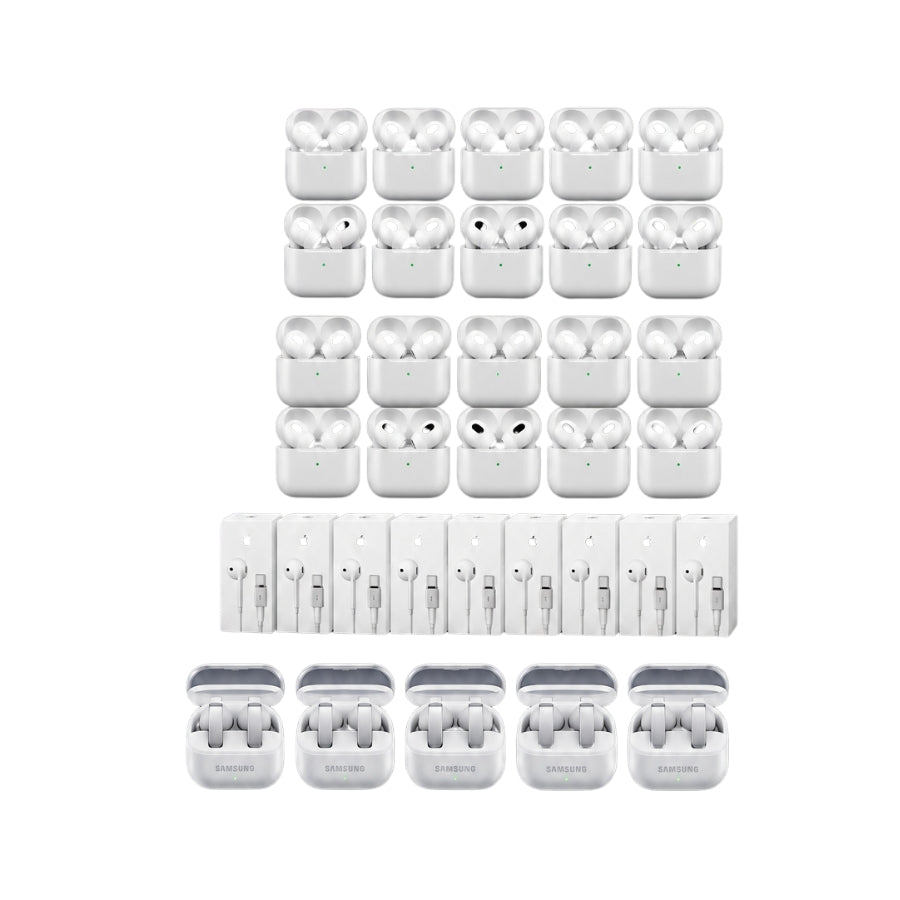 PACK 10:  10 Airpods Pro 2 +10 Airpods 3era Gen + 10 Earpods Tipo C (Con Cable USB - C) + 5 Samsung Galaxy Buds 4 PRO