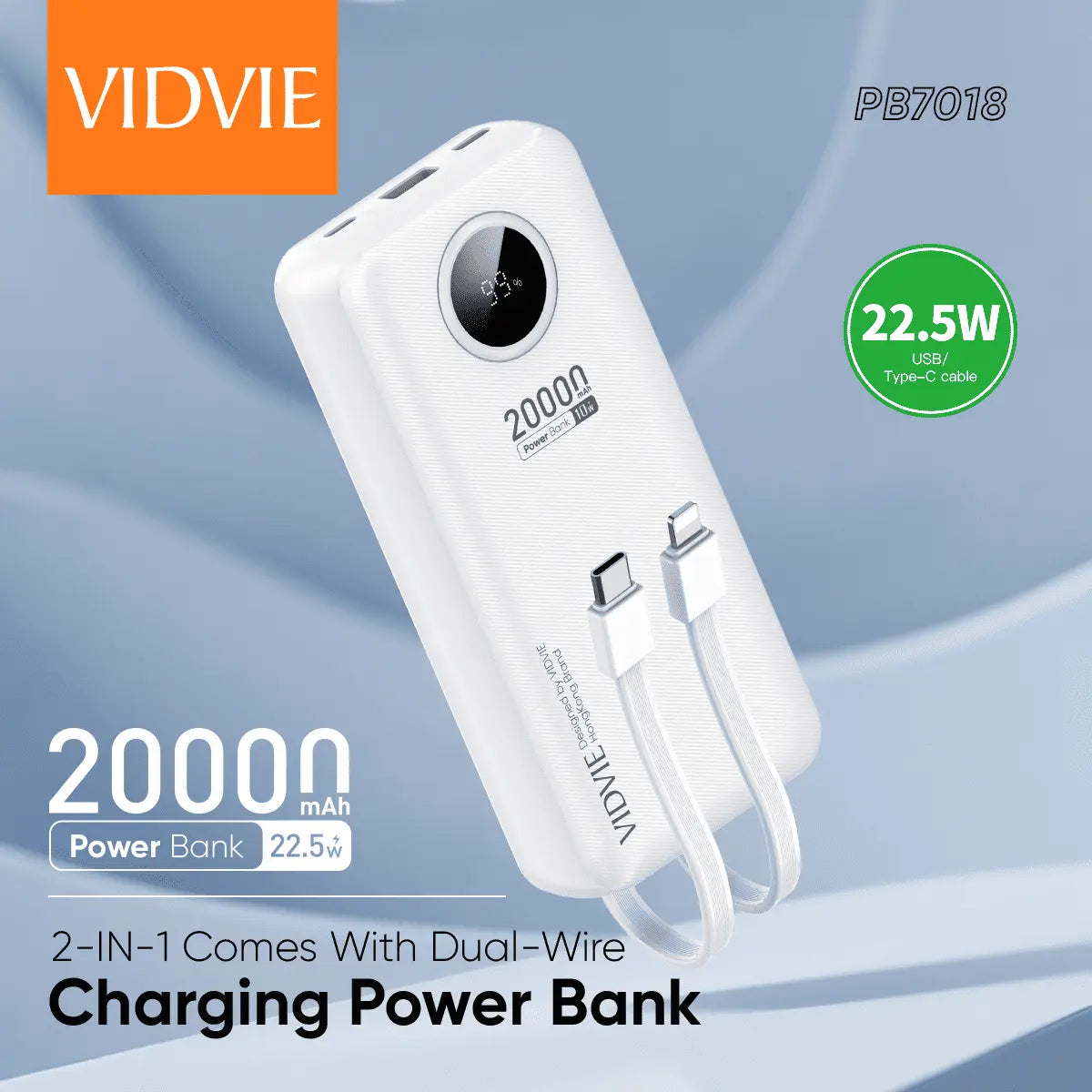 BATERIA PORTATIL VIDVIE 20.000 MAH