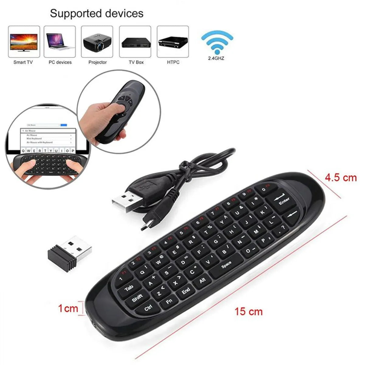 CONTROL CON TECLADO AIR MOUSE